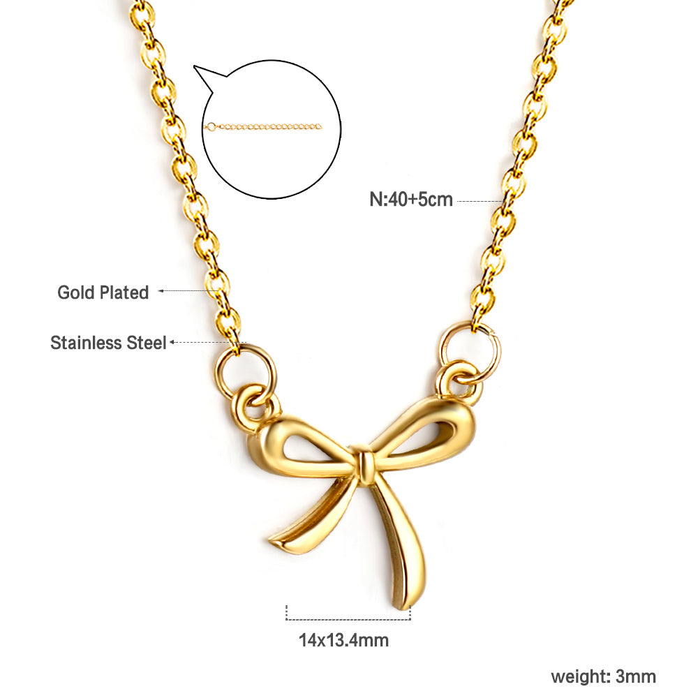 bow pendant necklace 40+5cm gold color