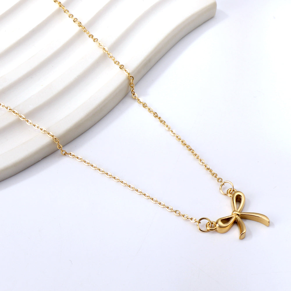 bow pendant necklace 40+5cm gold color