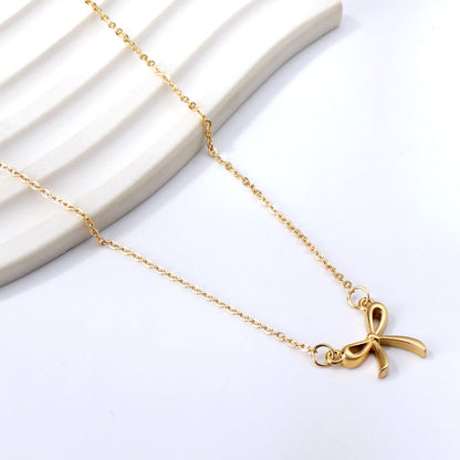 Bow Pendant Necklace 40+5cm Gold Color