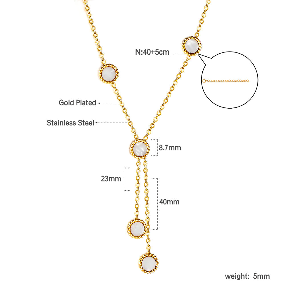 5 round horizontal shell pendant necklace