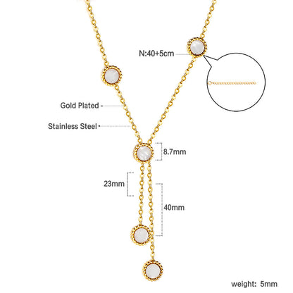 5 Round Horizontal Shell Pendant Necklace