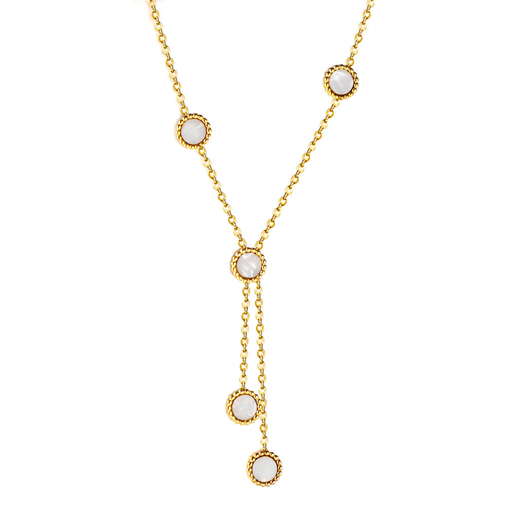 5 round horizontal shell pendant necklace