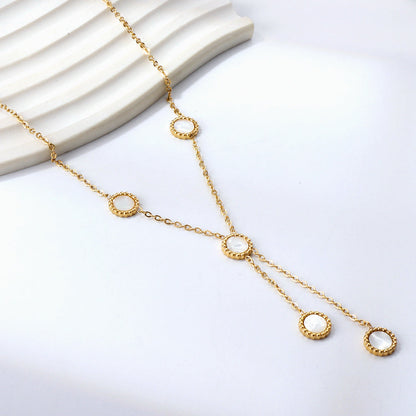 5 Round Horizontal Shell Pendant Necklace