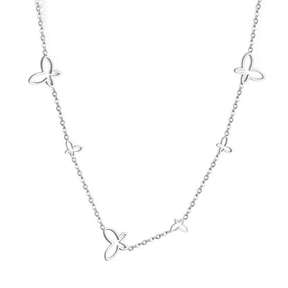 3 large butterfly + 3 small butterfly pendant necklace