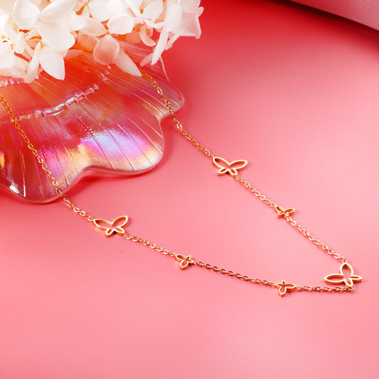 3 large butterfly + 3 small butterfly pendant necklace