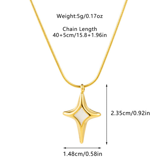 Star square shell pendant necklace