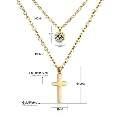 18k Gold Plated Double Layer Chain Pendants Necklaces For Women