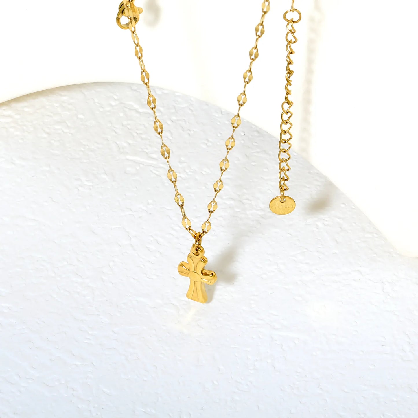 gold stainless steel vintage cross necklace