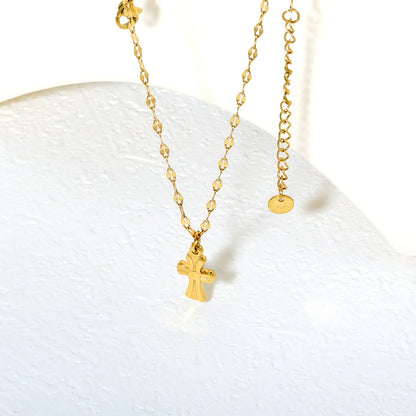 Gold Stainless Steel Vintage Cross Necklace