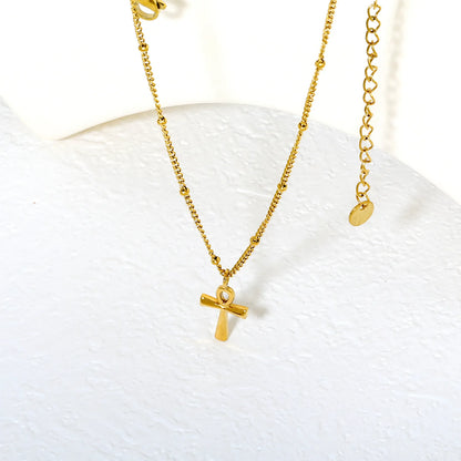 Gold Stainless Steel Egyptian Cross Necklace