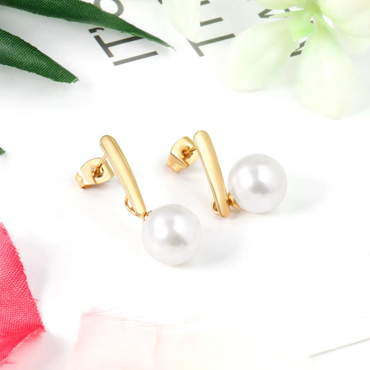 Matte Bead Earrings | Two-Tone Gold