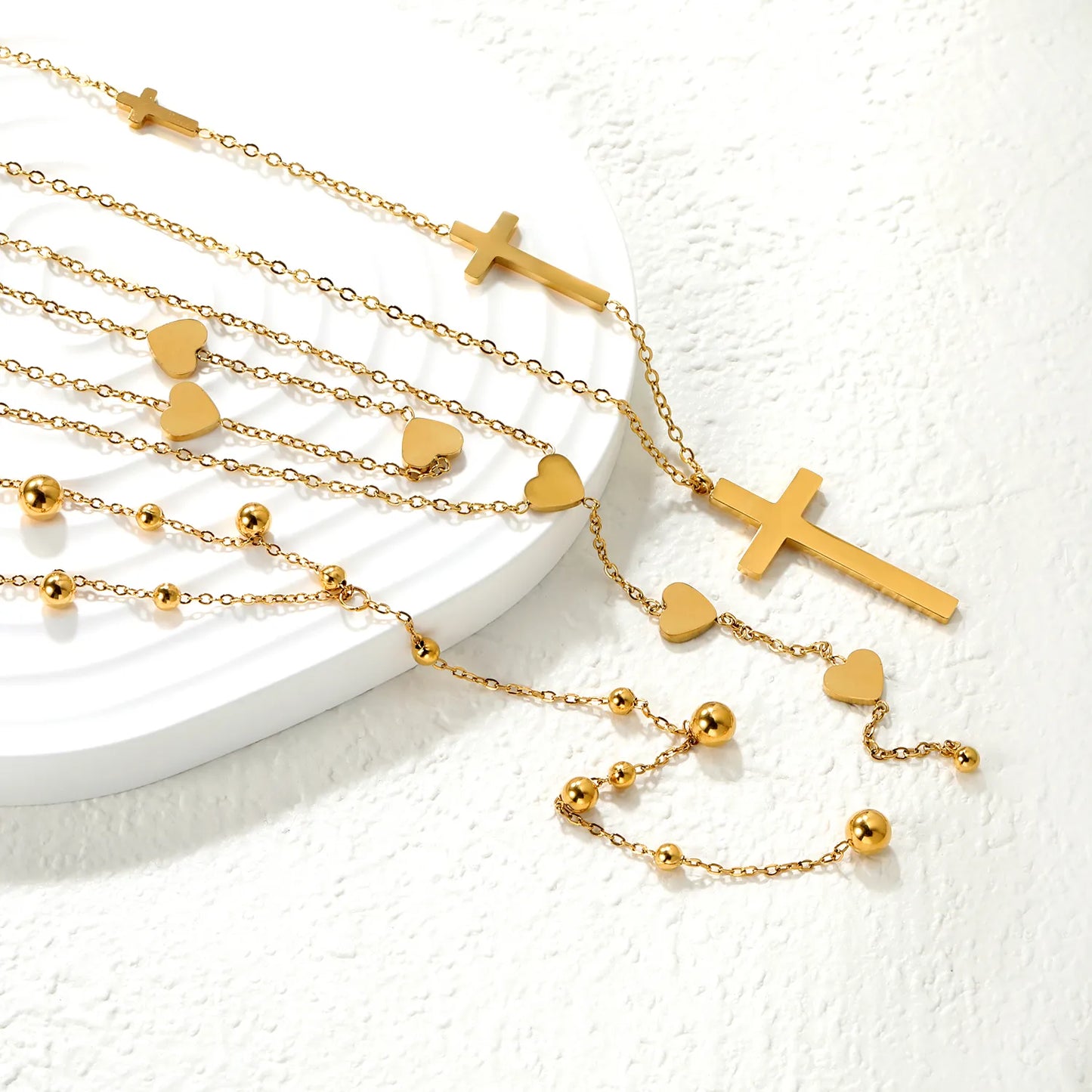 18k gold stainless steel layering tassel necklaces