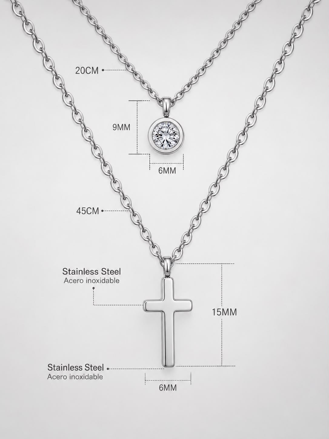 double layer chain pendants necklaces silver