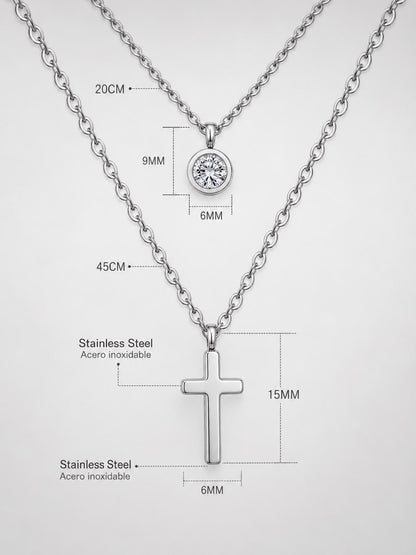 Double Layer Chain Pendants Necklaces Silver