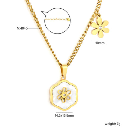 Adjustable Shell Flower Pendant Necklace