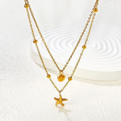 Gold Plated 2-Layer Beach Necklace