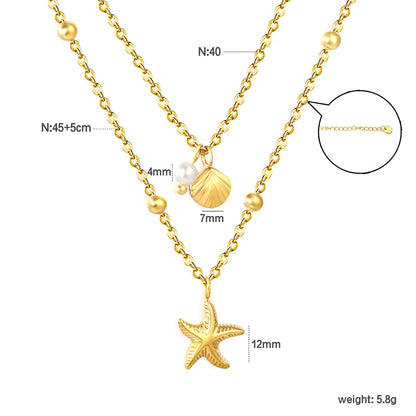 Gold Plated 2-Layer Beach Necklace