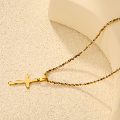 Gold/Silver Cross Pendant Rope Chain Necklace