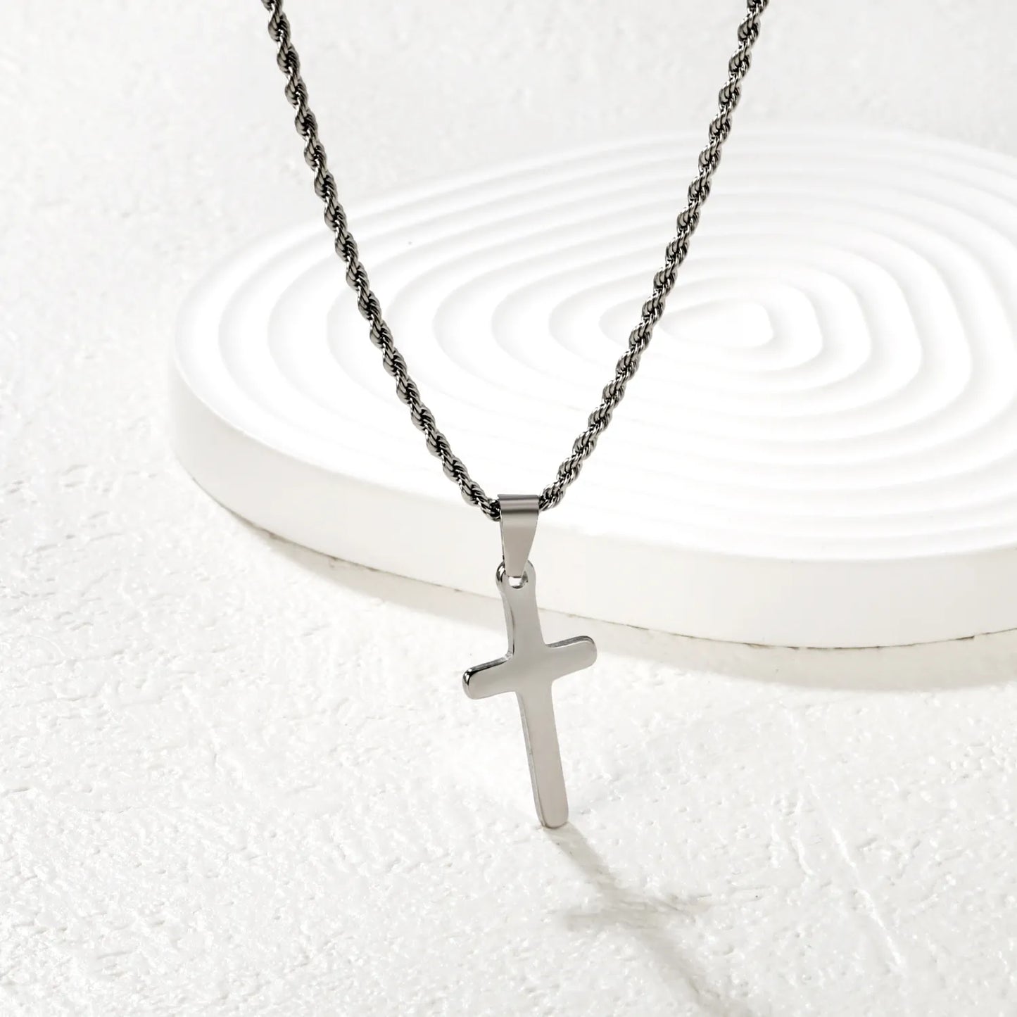 gold/silver cross pendant rope chain necklace
