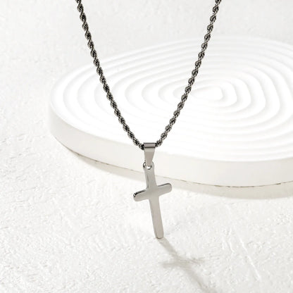 Gold/Silver Cross Pendant Rope Chain Necklace