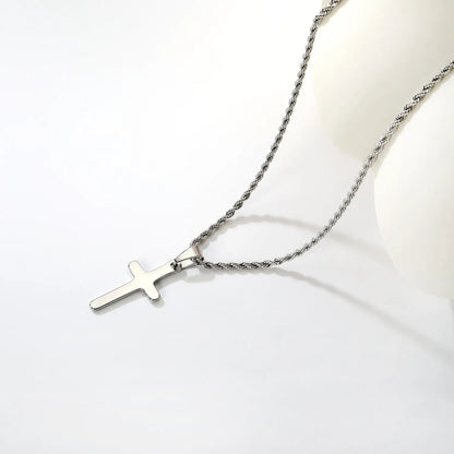Gold/Silver Cross Pendant Rope Chain Necklace