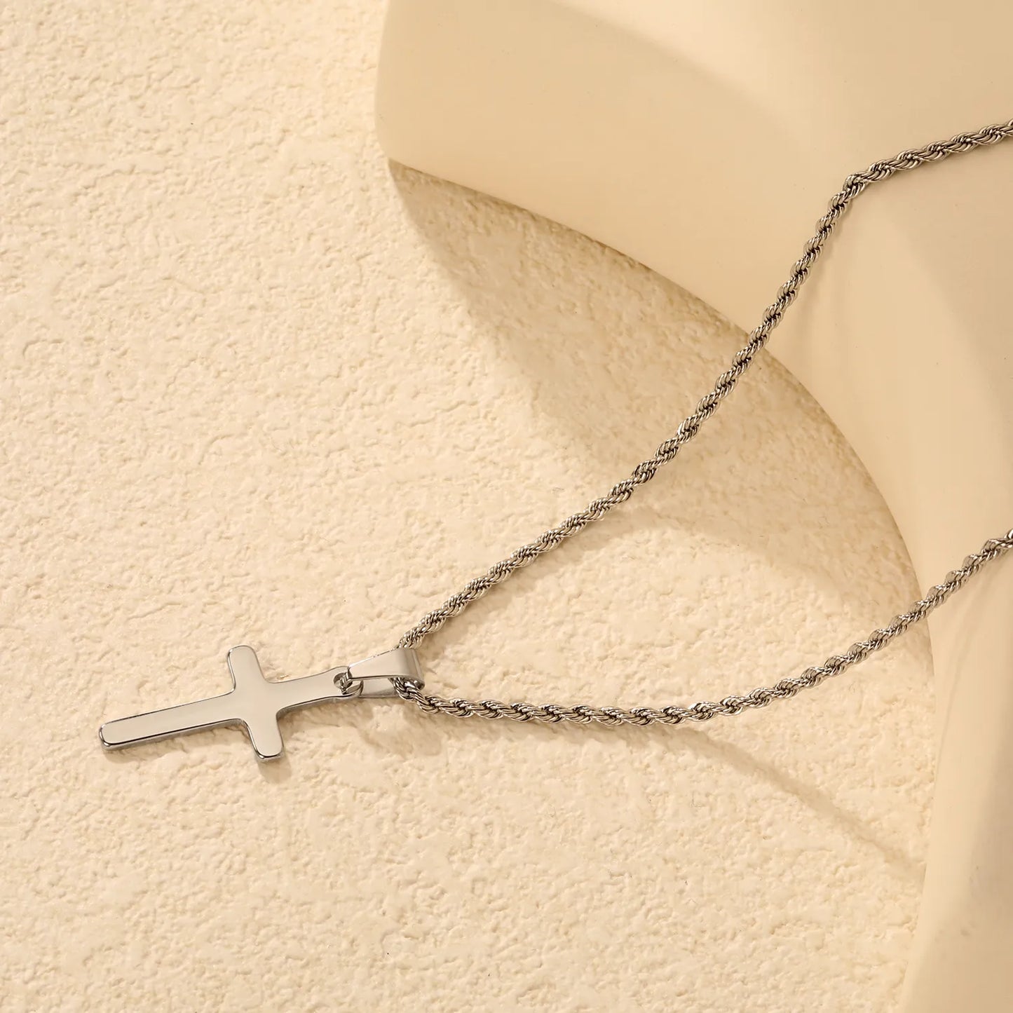 gold/silver cross pendant rope chain necklace