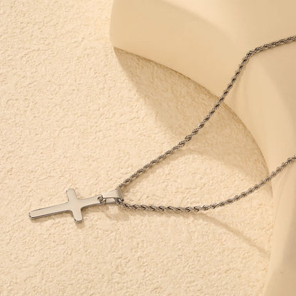 Gold/Silver Cross Pendant Rope Chain Necklace