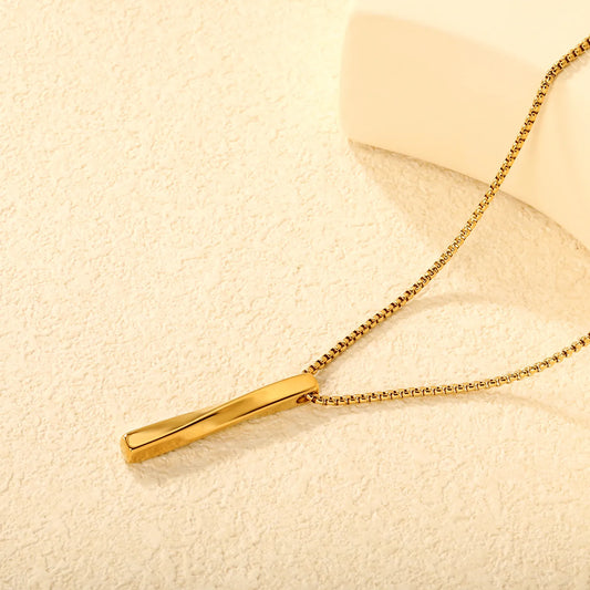 Minimalist Twisted Vertical Bar Pendant Necklace