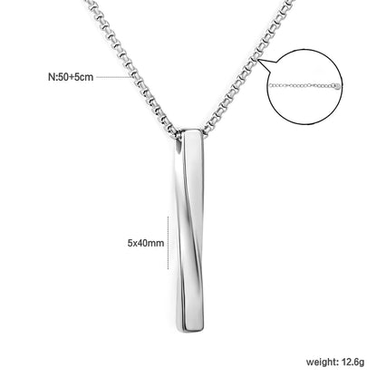 Minimalist Twisted Vertical Bar Pendant Necklace