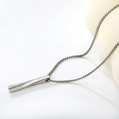 Minimalist Twisted Vertical Bar Pendant Necklace