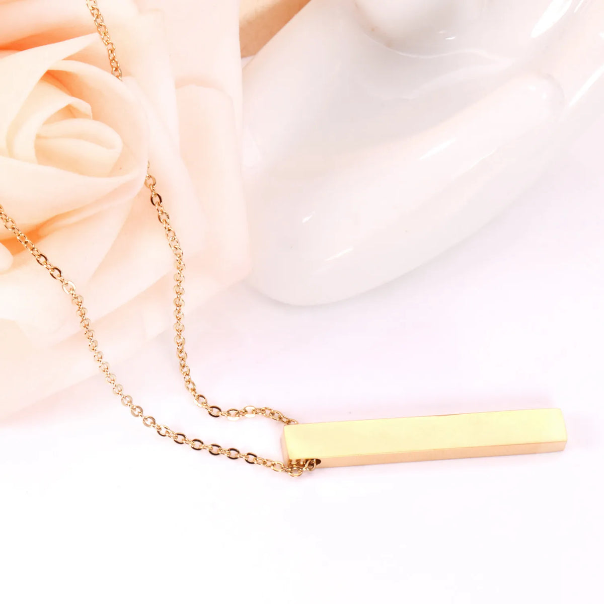 18k gold plated vertical bar blank pendant necklace