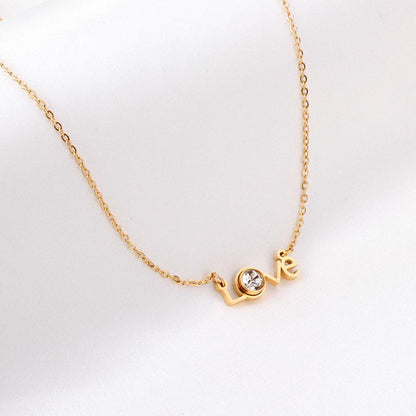 Love Letter Necklace Cubic Zirconia Rhinestone Pendant Necklace