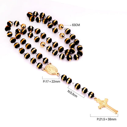 Long Scapular Catholic Rosaries Beads Christian Cross Pendant Necklaces