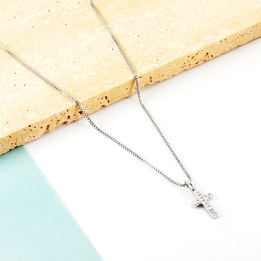 stainless steel cz cross pendant necklace for women men