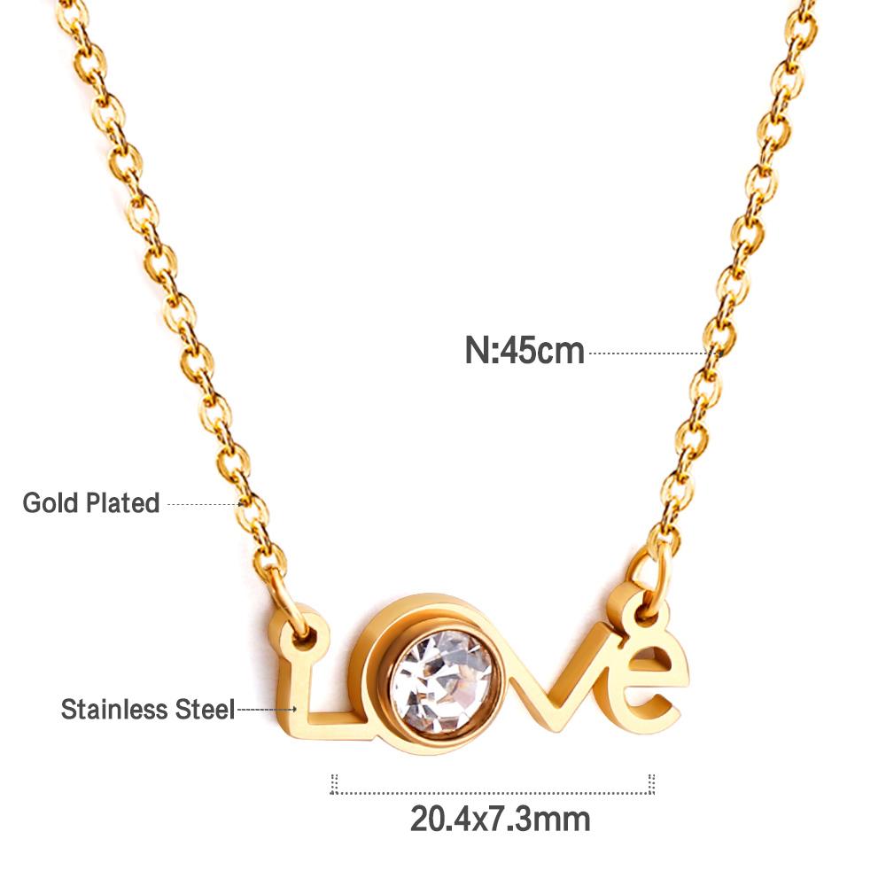 love letter necklace cubic zirconia rhinestone pendant necklace