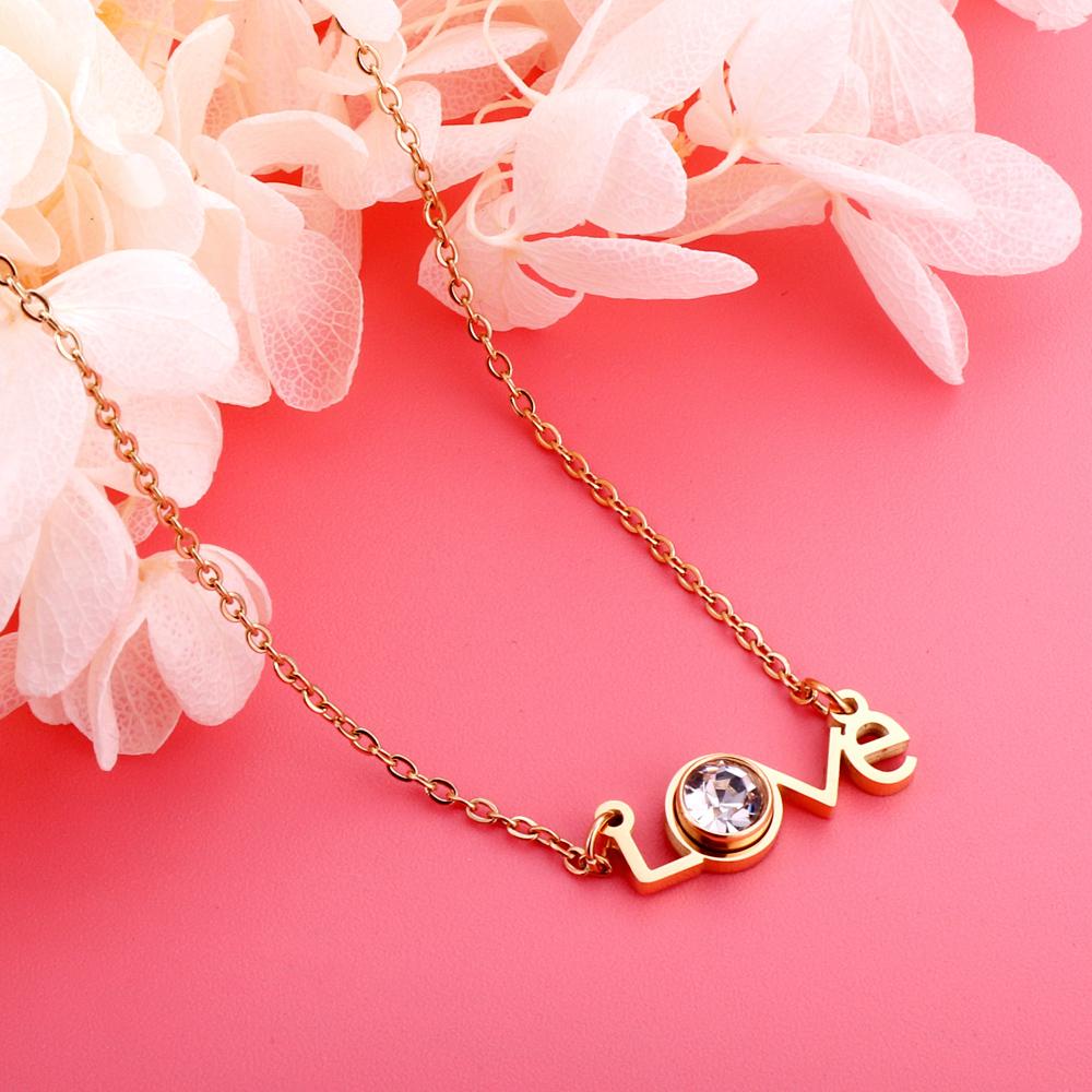 love letter necklace cubic zirconia rhinestone pendant necklace