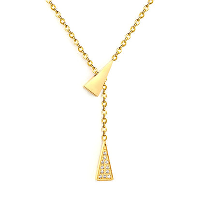 Geometric Triangle Double Pendants Cross Chain