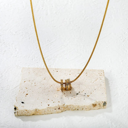 Hollow Three-rings Pendant with Rhinestones