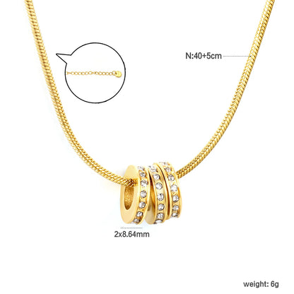 Hollow Three-rings Pendant with Rhinestones