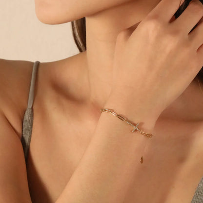 14.9mm Cross Pendant Bracelet | Gold-Tone Stainless Steel