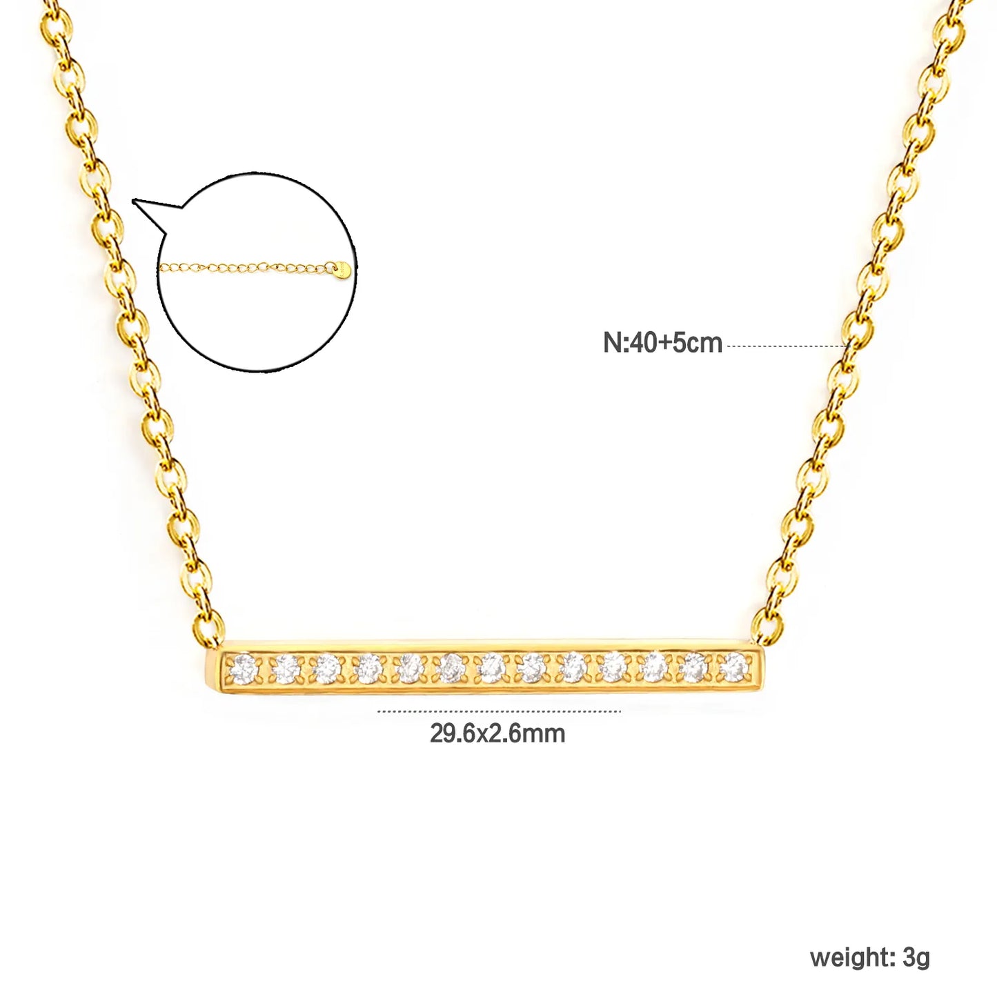 bar pendant with white zirconia
