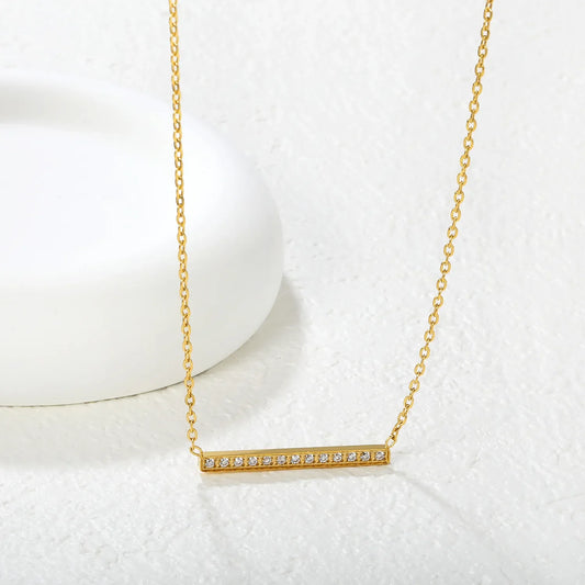 Bar Pendant with White Zirconia