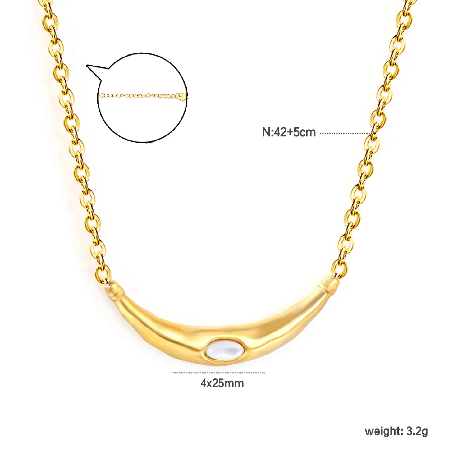gold stainless steel banana pendant necklace
