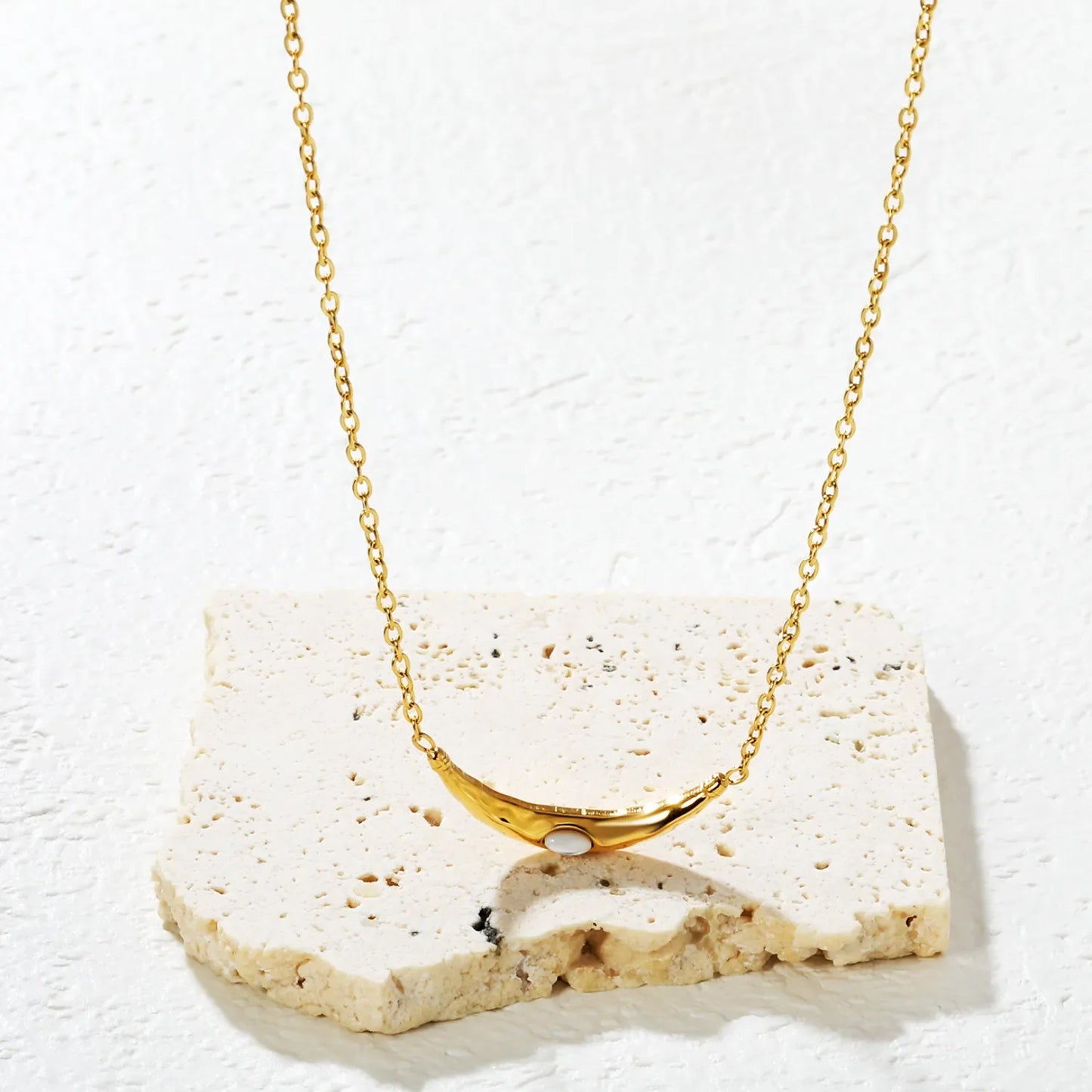 gold stainless steel banana pendant necklace