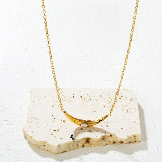 Gold Stainless Steel Banana Pendant Necklace