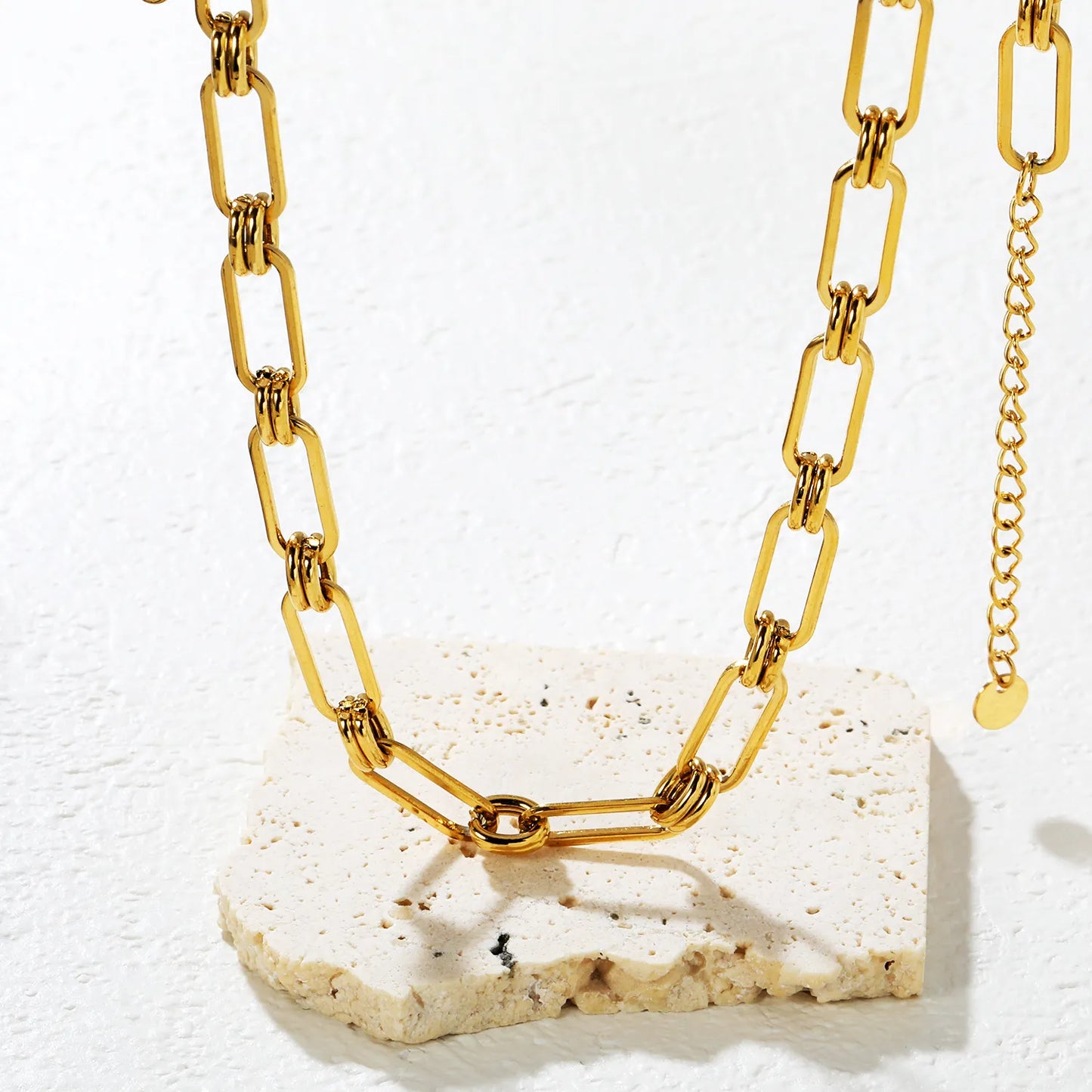 gold stainless steel hammered oval pendant necklace