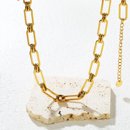 Gold Stainless Steel Hammered Oval Pendant Necklace