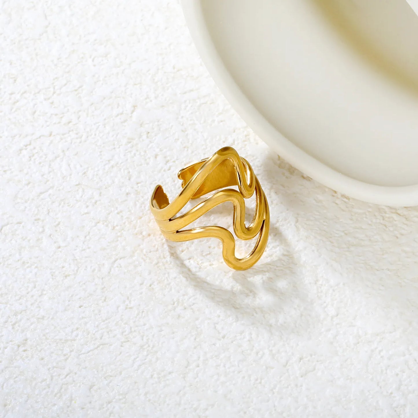 gold wave ring | irregular cut-out open ring
