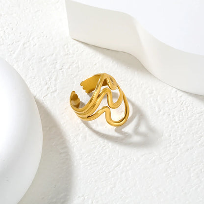 Gold Wave Ring | Irregular Cut-Out Open Ring